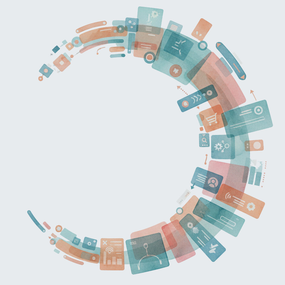 Potfolio Header Abstract Visualization of UX UI Elements